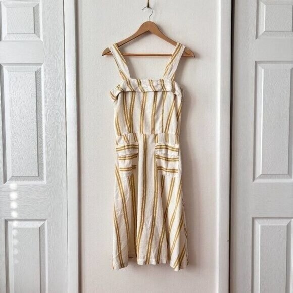 Sancia Maise Striped Side Slit Tencel Linen Dress in Maryel Stripe Size S - Picture 6 of 11